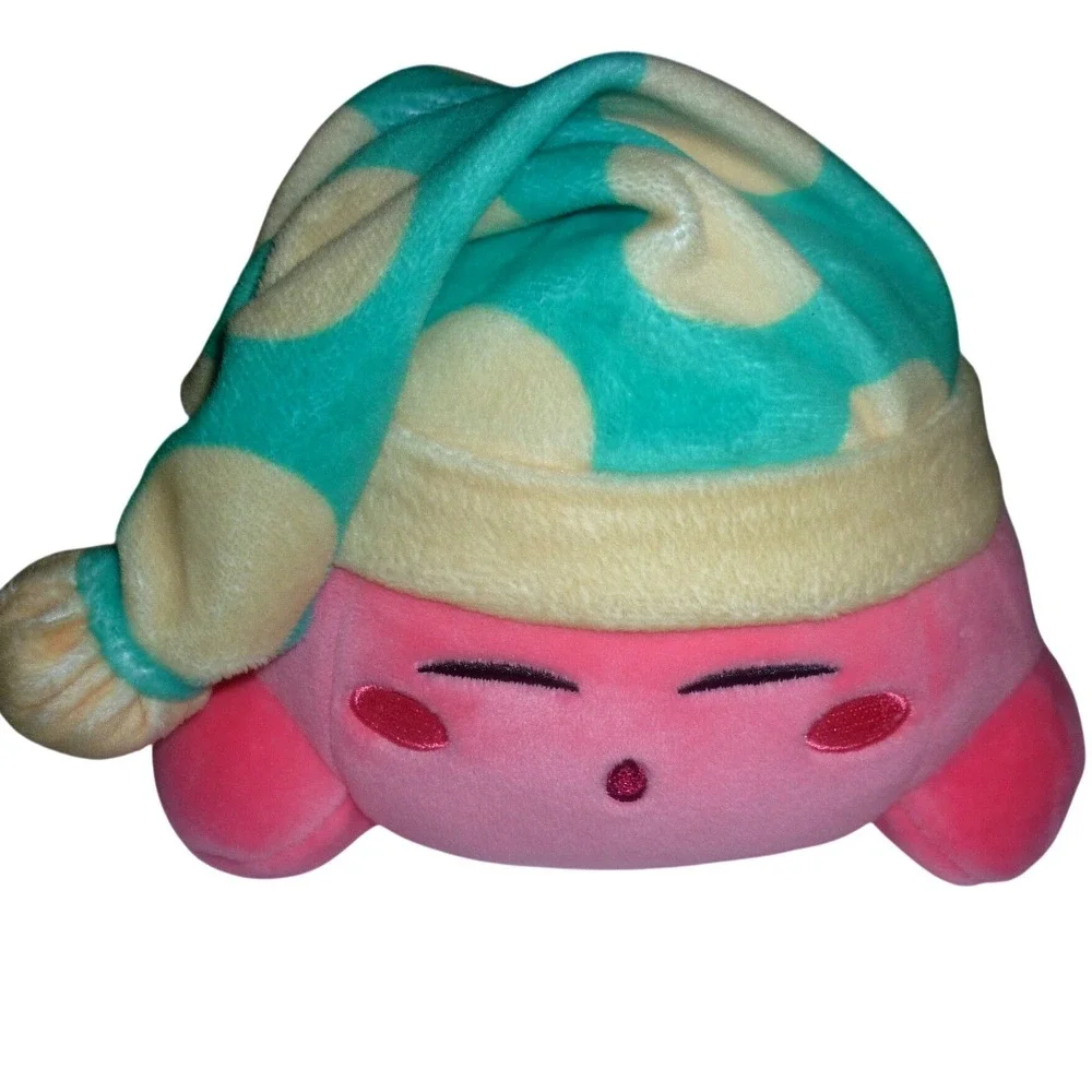 Tomy Club Mocchi Mocchi‎ Sleeping Kirby Plush with Nightcap Nintendo Squishy 6